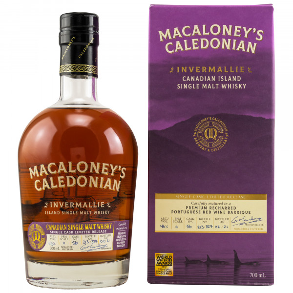 Invermallie – Portugese Red Wine Barrique Single Cask Macaloney's Caledonian Canadian Single Malt Wh