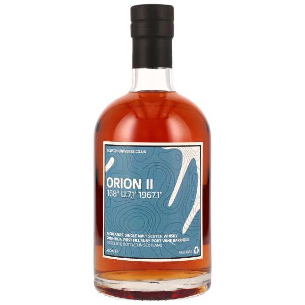 Orion II 14 Jahre 2010 - 2024 168° U.7.1 1967.1" Scotch Universe 55,8% 0,7l
